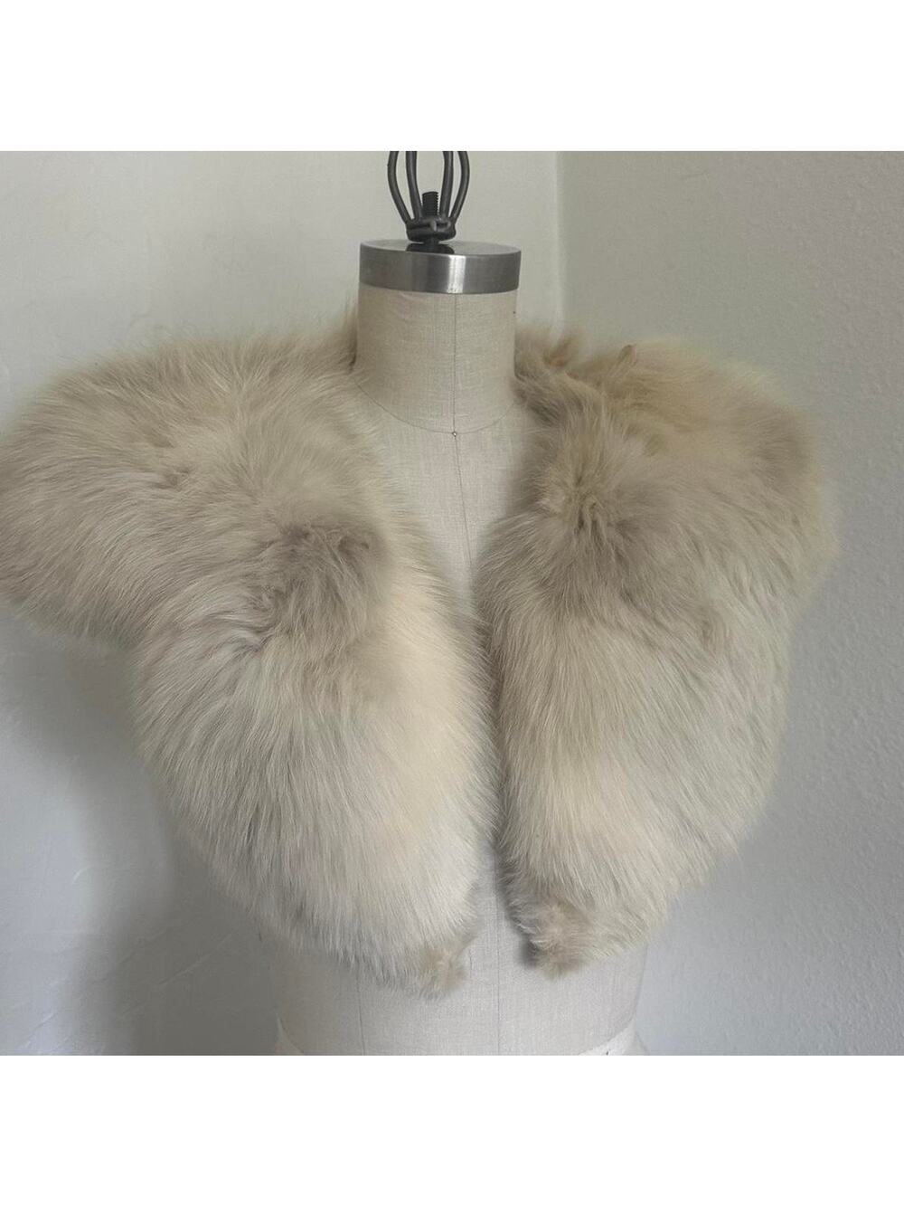 Vintage Ivory Mink Fur Collar Plush Winter Glam Stole Soft Thick